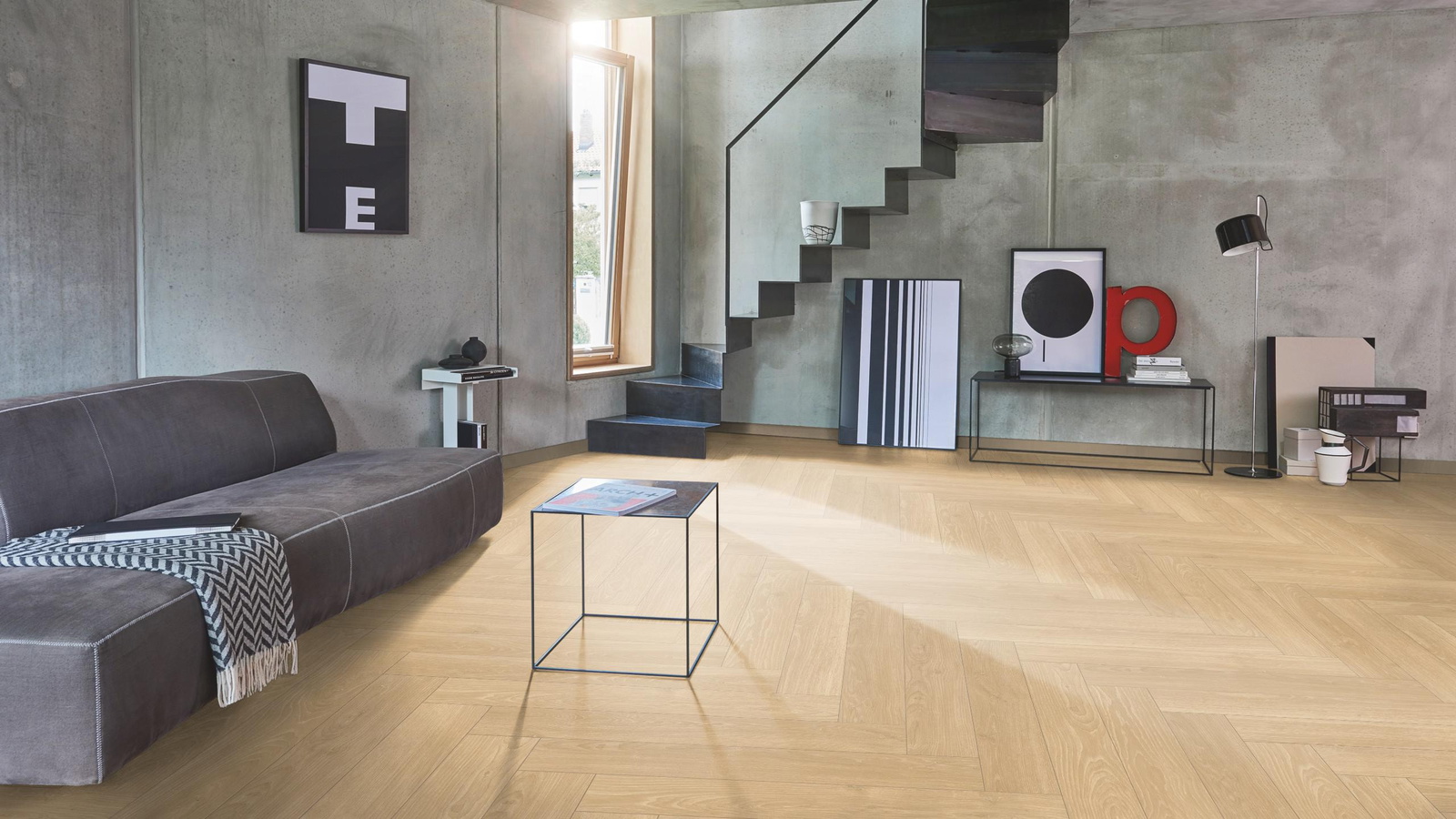 Milieubild Wohnzimmer im modernen Loft-Stil - Parador Laminat Trendtime 3 Eiche Studioline natur Milieubild Wohnzimmer im modernen Loft-Stil - Parador 1747866