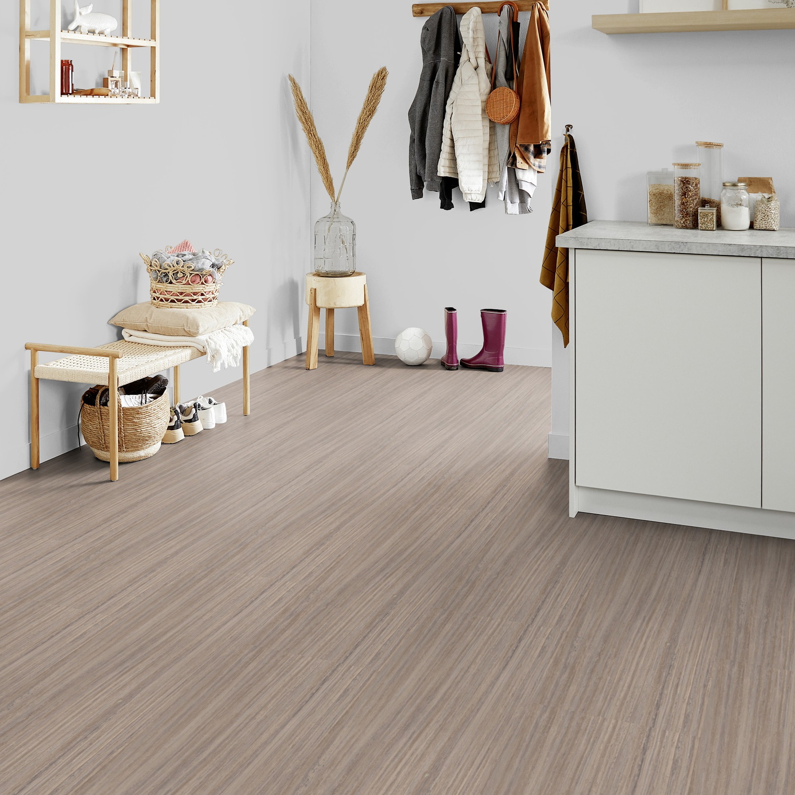 Milieubild Kompakte Küchenzeile im offenen Wohnbereich - Forbo Flooring Marmoleum Click Trace Of Nature Milieubild Kompakte Küchenzeile im offenen Wohnbereich - Forbo Flooring 176505