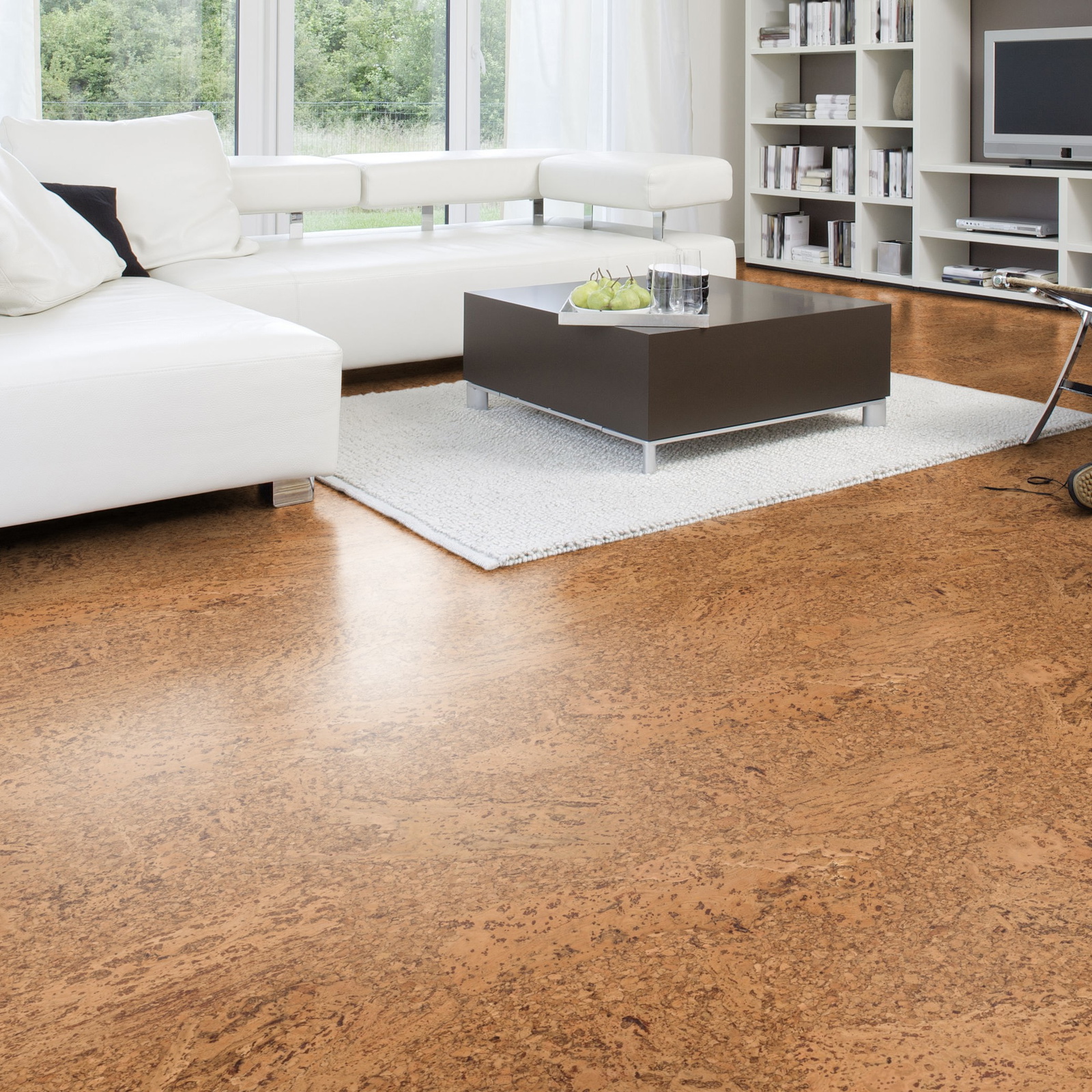 Milieubild Modernes Wohnzimmer mit Wohnlandschaft - Wicanders HDF Klick-Korkboden cork Essence Originals Accent Milieubild Modernes Wohnzimmer mit Wohnlandschaft - Wicanders 80002243