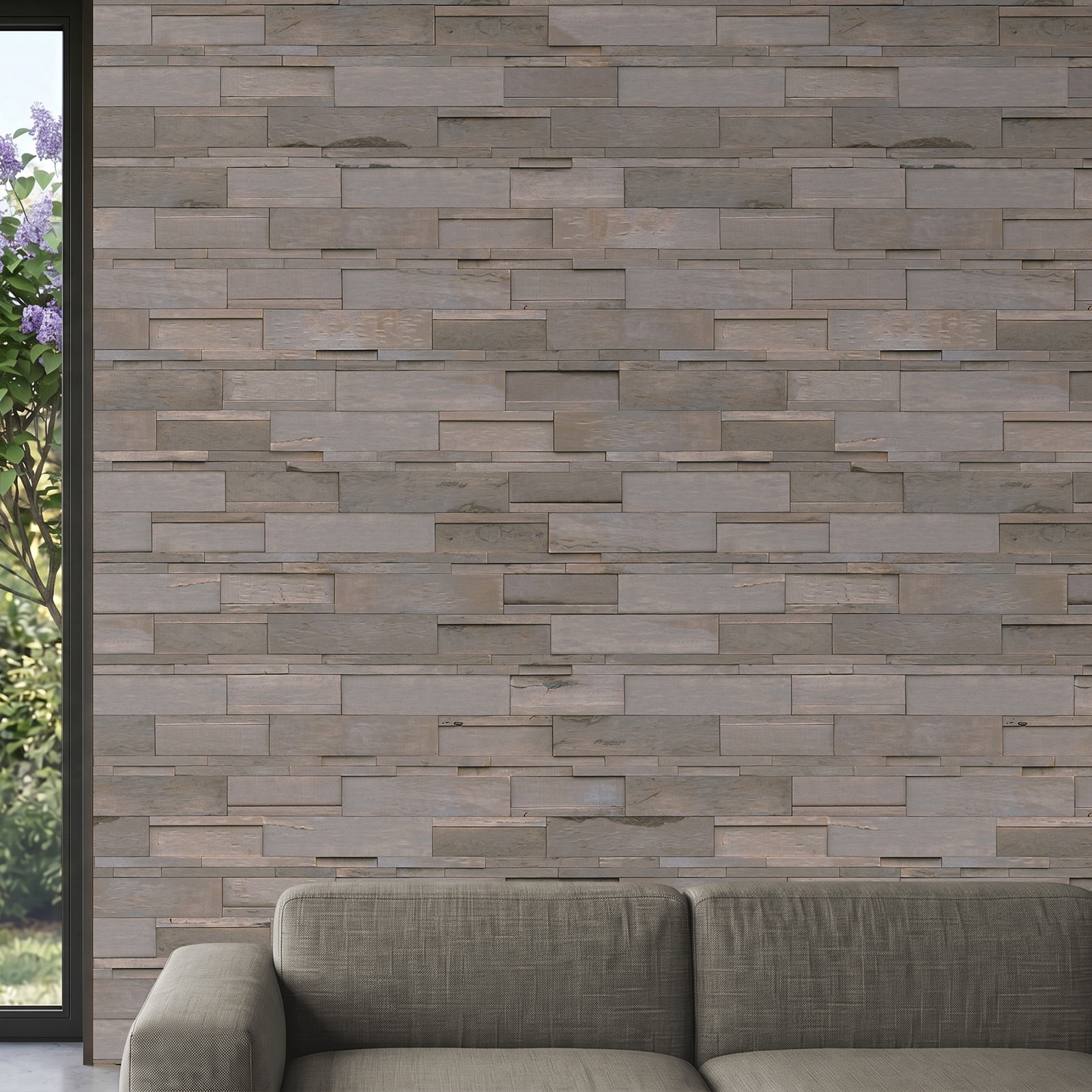 Perspektivische Ansicht - nexwall nature Echholz-Wandverkleidung Rimba Tidal Pandawa Perspektivische Ansicht - nexwall nature NXWN-47020-005