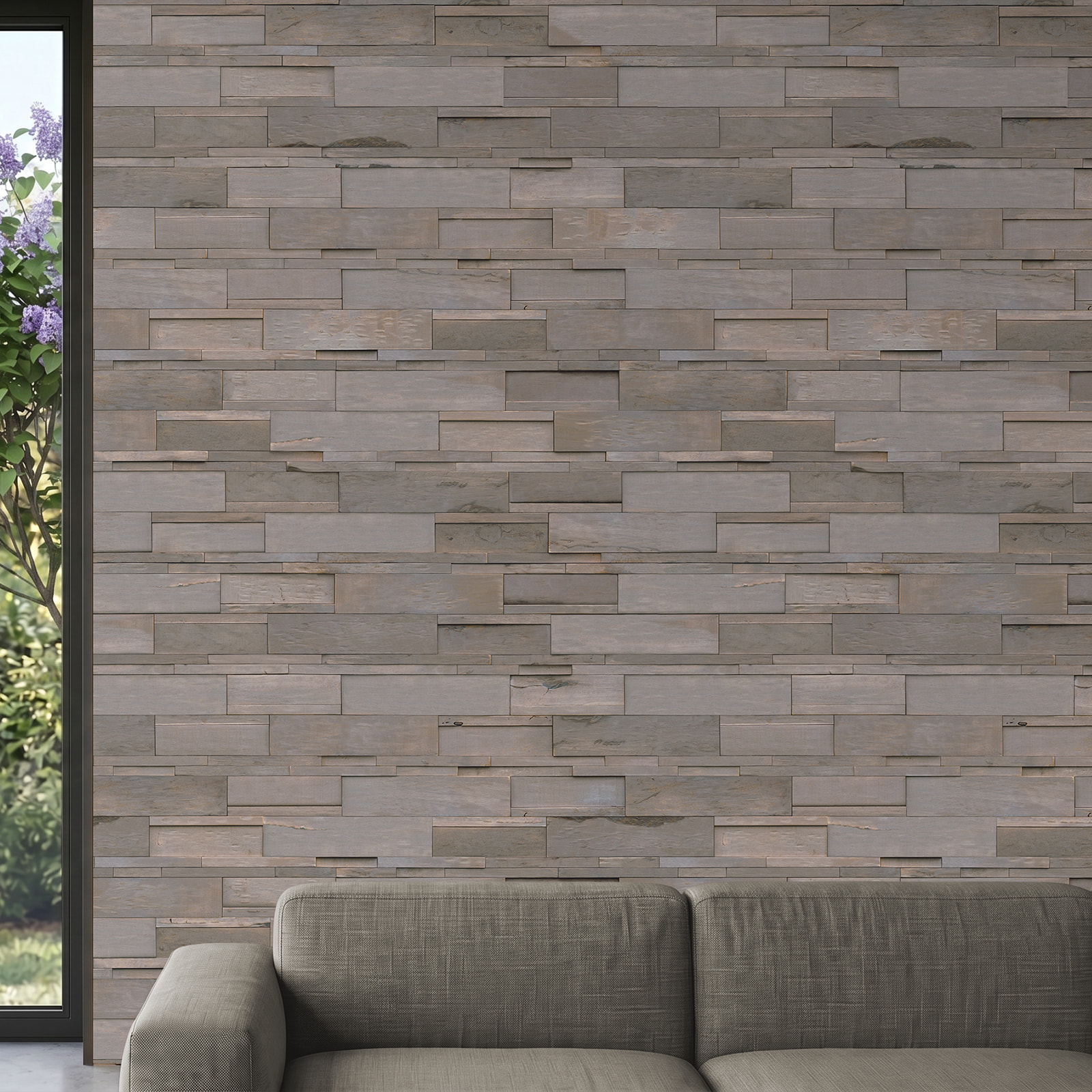 Perspektivische Ansicht - nexwall nature Echholz-Wandverkleidung Rimba Tidal Pandawa Perspektivische Ansicht - nexwall nature NXWN-47020-005
