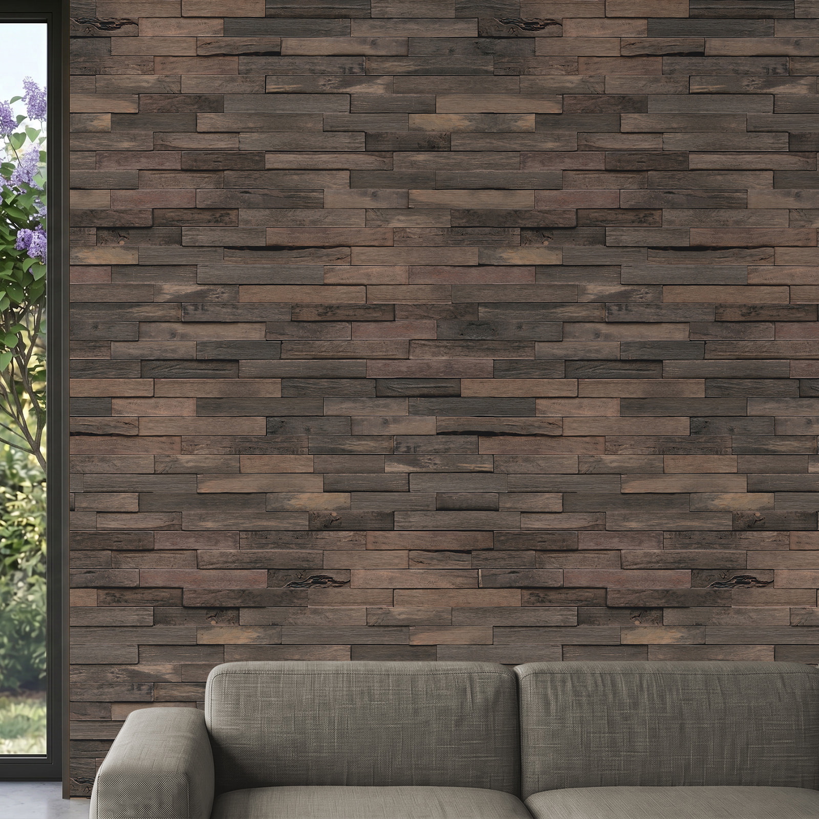 Perspektivische Ansicht - nexwall nature Echholz-Wandverkleidung Rimba Tidal Balangan Perspektivische Ansicht - nexwall nature NXWN-47020-003