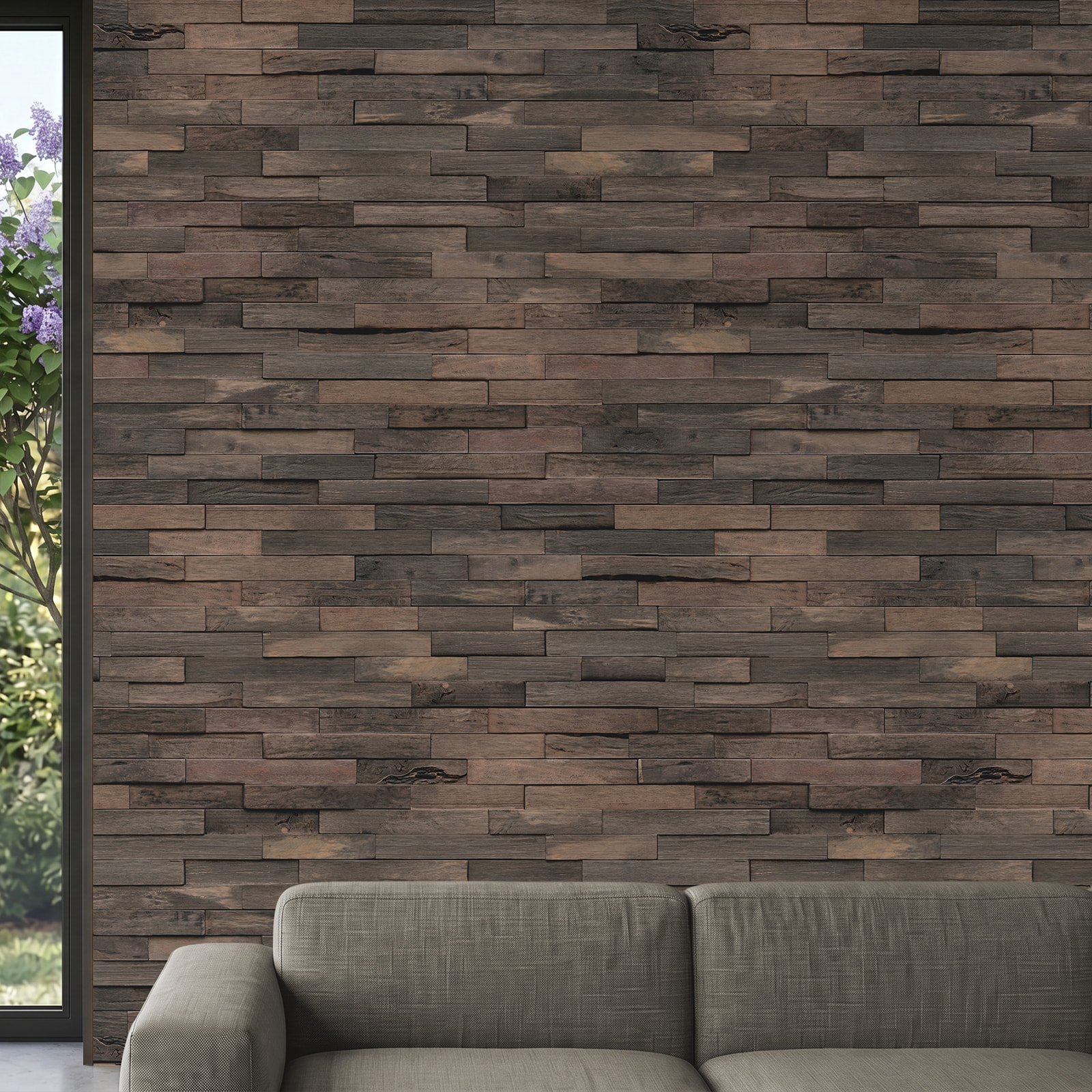 Perspektivische Ansicht - nexwall nature Echholz-Wandverkleidung Rimba Tidal Balangan Perspektivische Ansicht - nexwall nature NXWN-47020-003