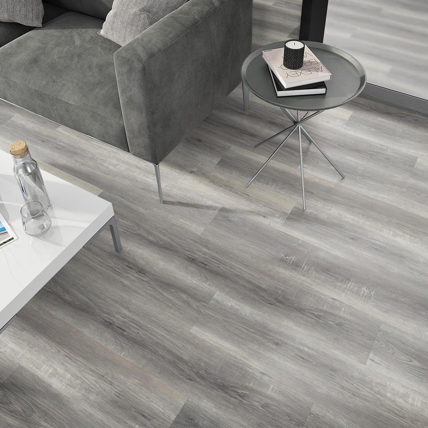 Milieubild Wohnzimmer - Sofa mit Beistelltisch und Glastür - nexflor NXF-50030-004