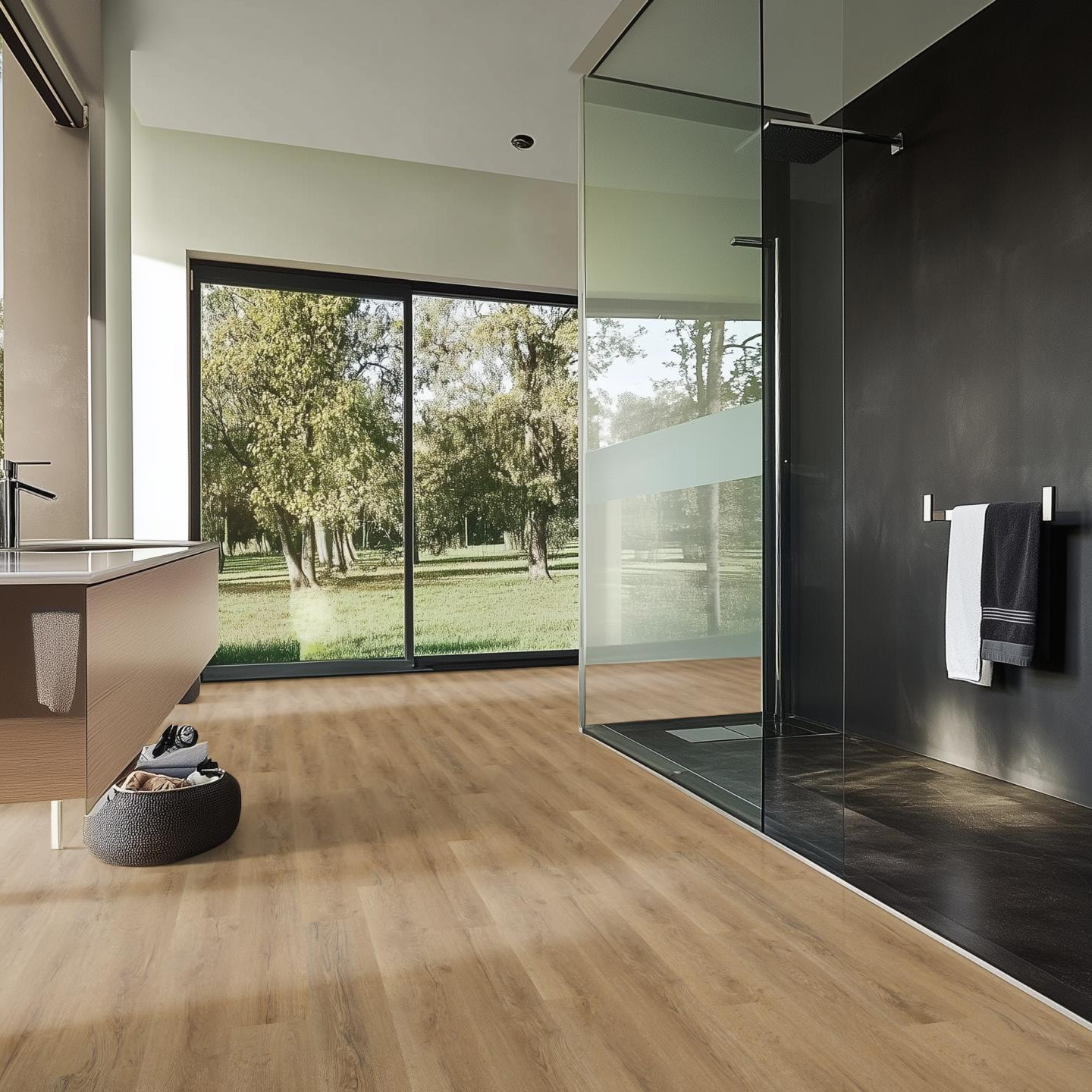 Milieubild Modernes Badezimmer mit bodentiefer Dusche - nexflor NXF-70055-002