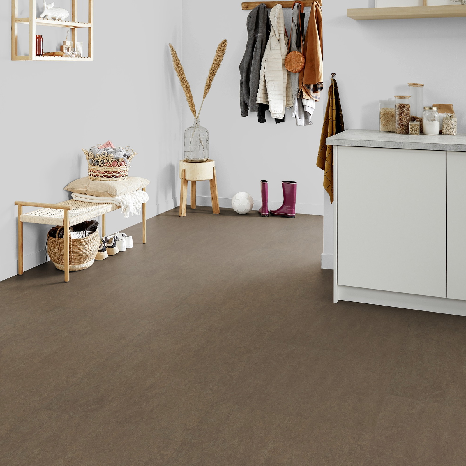 Milieubild Kompakte Küchenzeile im offenen Wohnbereich - Forbo Flooring 255285