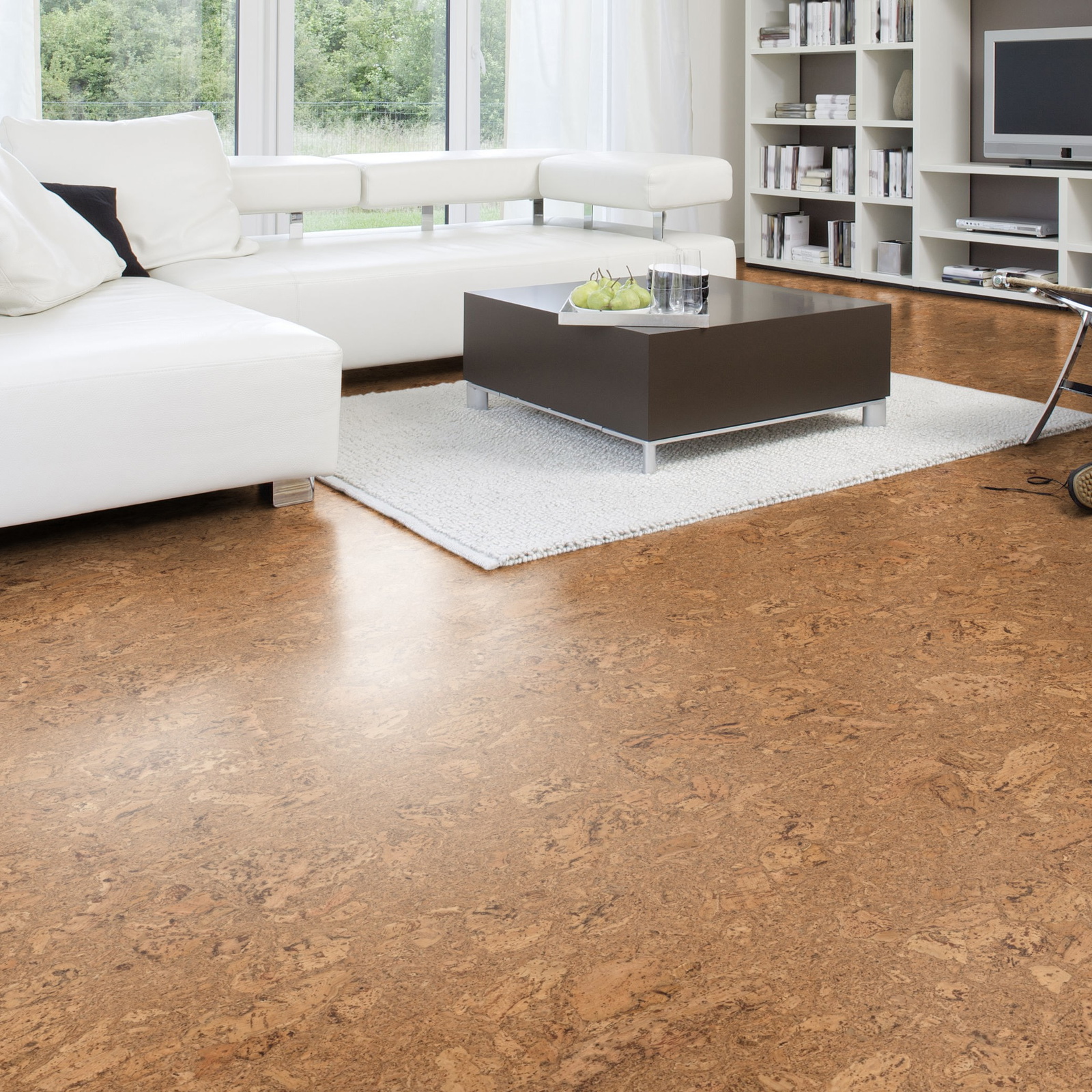 Milieubild Modernes Wohnzimmer mit Wohnlandschaft - Wicanders HDF Klick-Korkboden cork Essence Originals Dawn Milieubild Modernes Wohnzimmer mit Wohnlandschaft - Wicanders 80002244