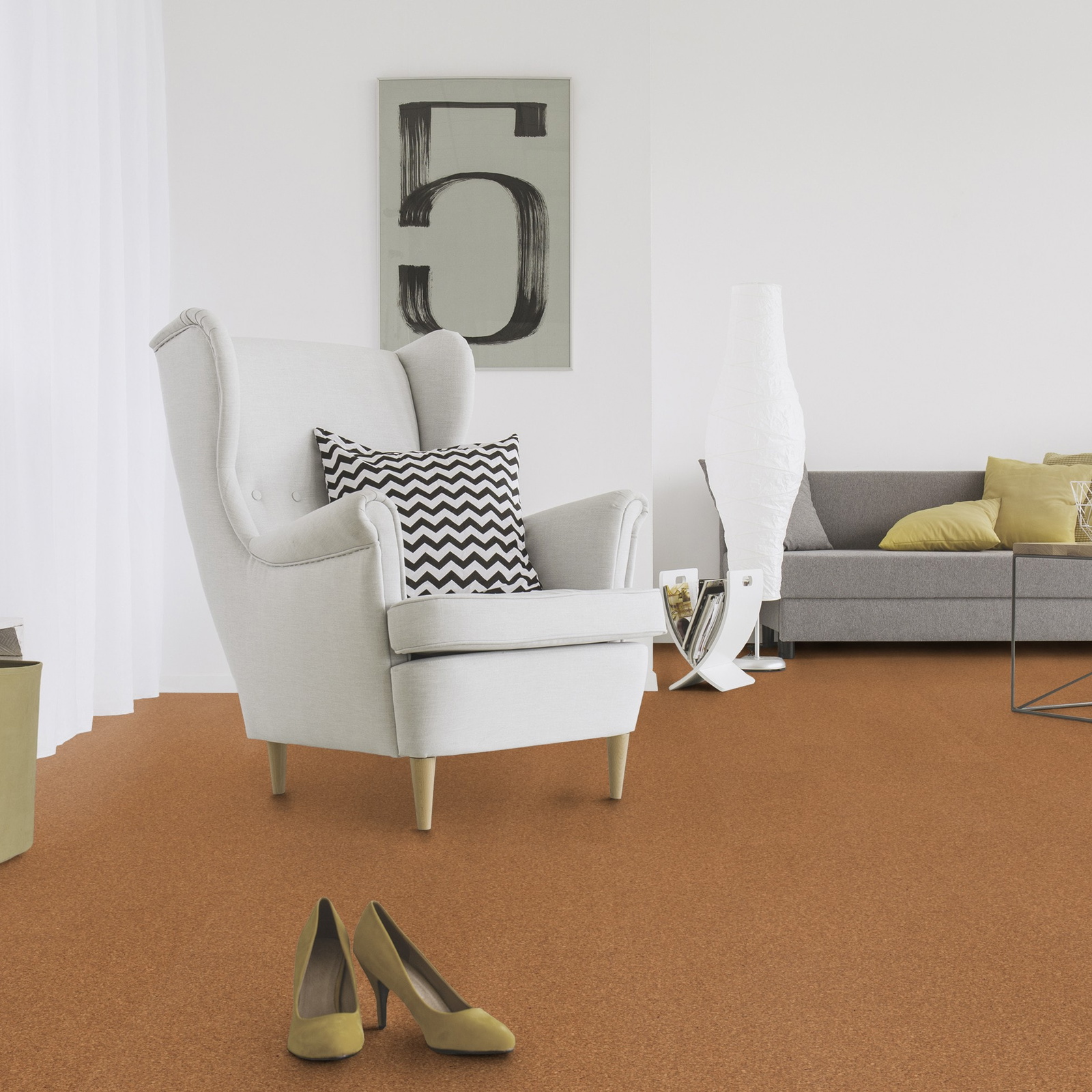 Milieubild Wohnzimmer mit Sessel und Sofa - Wicanders HDF Klick-Korkboden cork Essence Originals Natural Milieubild Wohnzimmer mit Sessel und Sofa - Wicanders 80002234