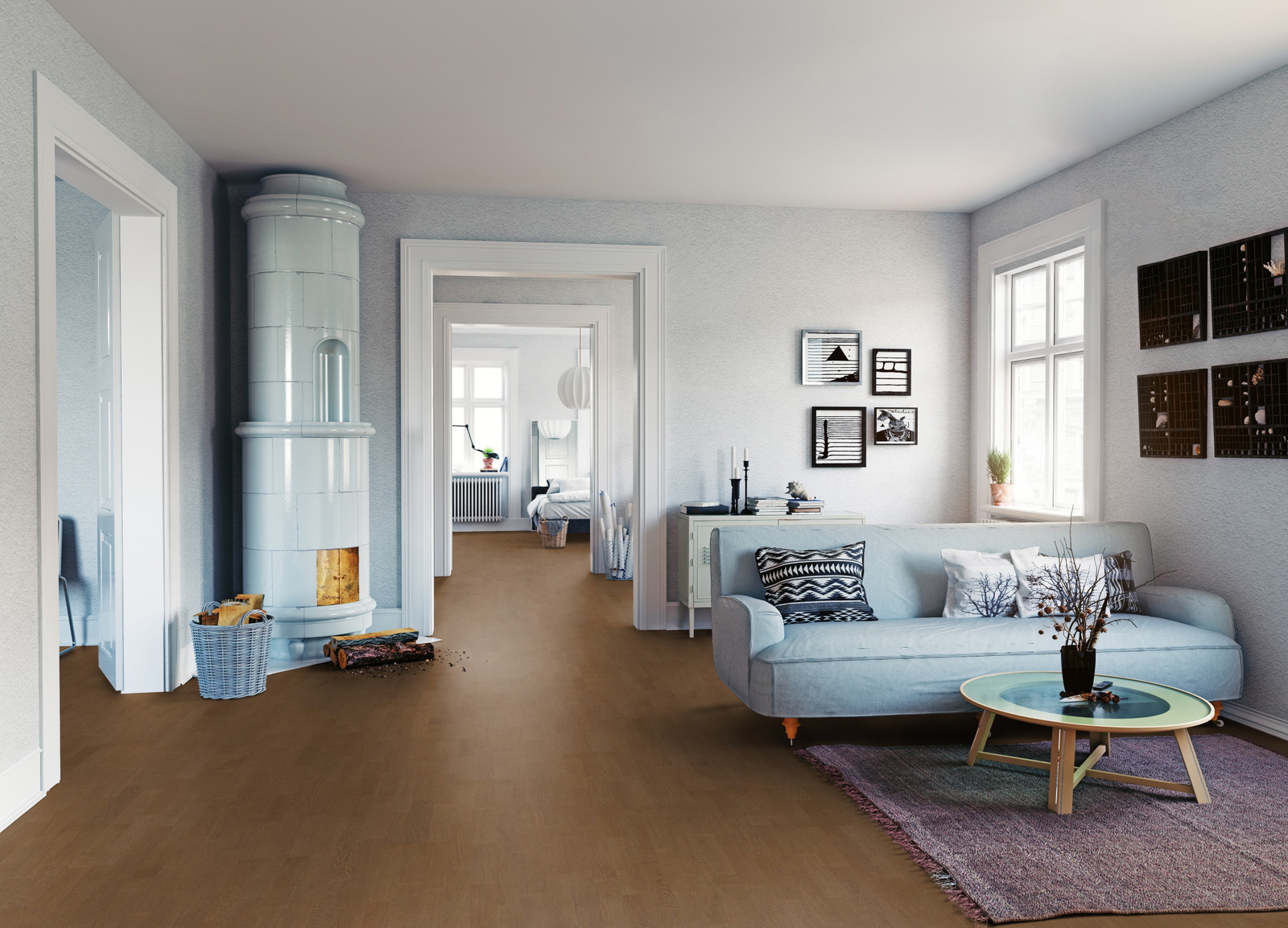 Milieubild Wohnzimmer mit Sofa und Kachelofen - ter Hürne 1101312493