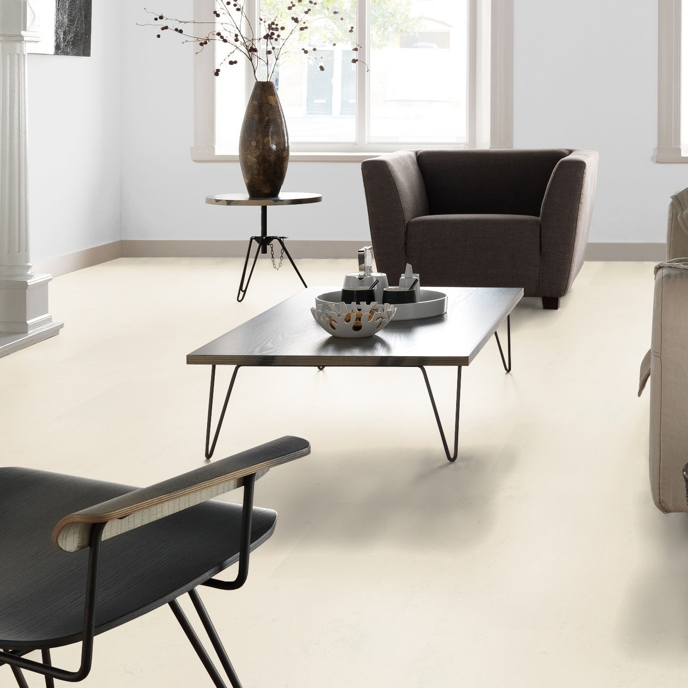 Milieubild Altbau-Wohnzimmer mit Kamin - Forbo Flooring Marmoleum Click Moon Milieubild Altbau-Wohnzimmer mit Kamin - Forbo Flooring 176470