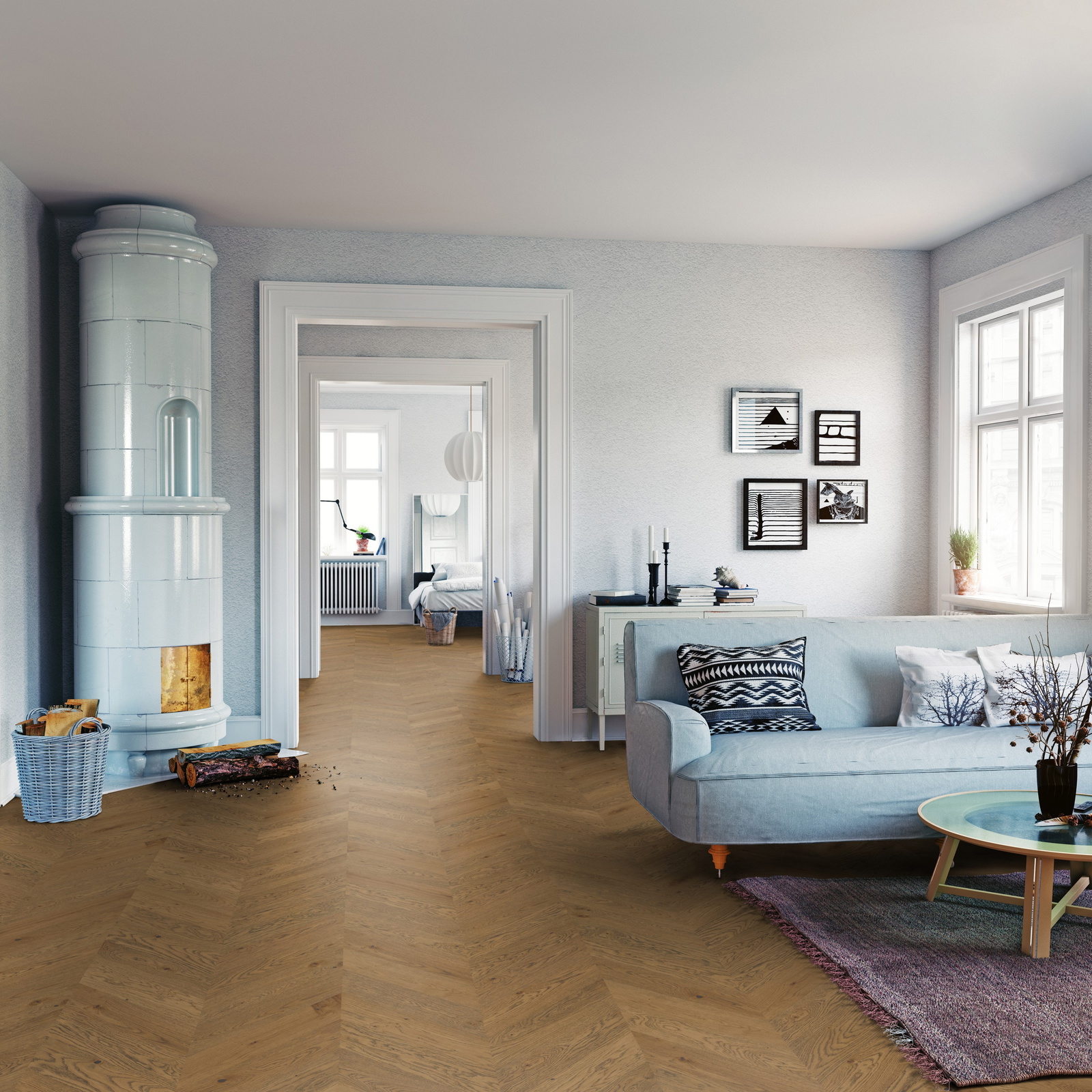 Milieubild Wohnzimmer mit Sofa und Kachelofen - ter Hürne 1101312676