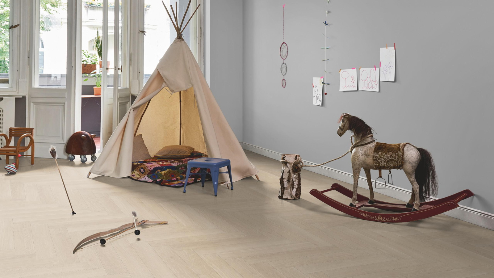 Milieubild Kinderzimmer in Stadtwohnung - Parador Laminat Trendtime 3 Eiche Studioline geschliffen Milieubild Kinderzimmer in Stadtwohnung - Parador 1747863