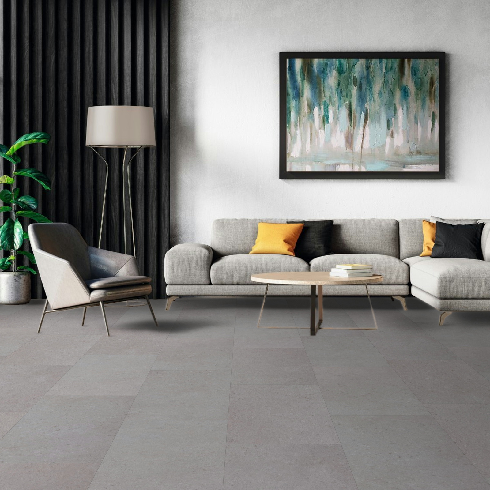 Milieubild Modernes Wohnzimmer mit Sessel und Sofa - BerryAlloc 60002259