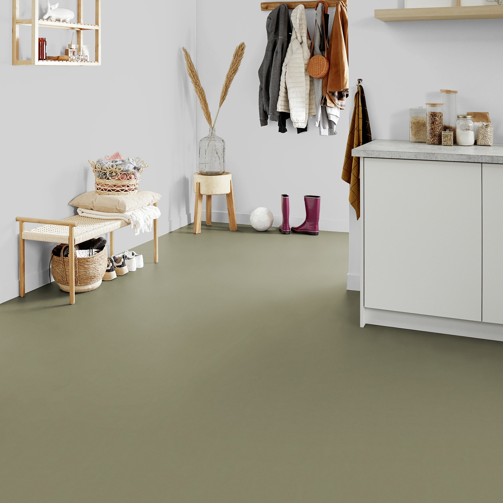 Milieubild Kompakte Küchenzeile im offenen Wohnbereich - Forbo Flooring 176485