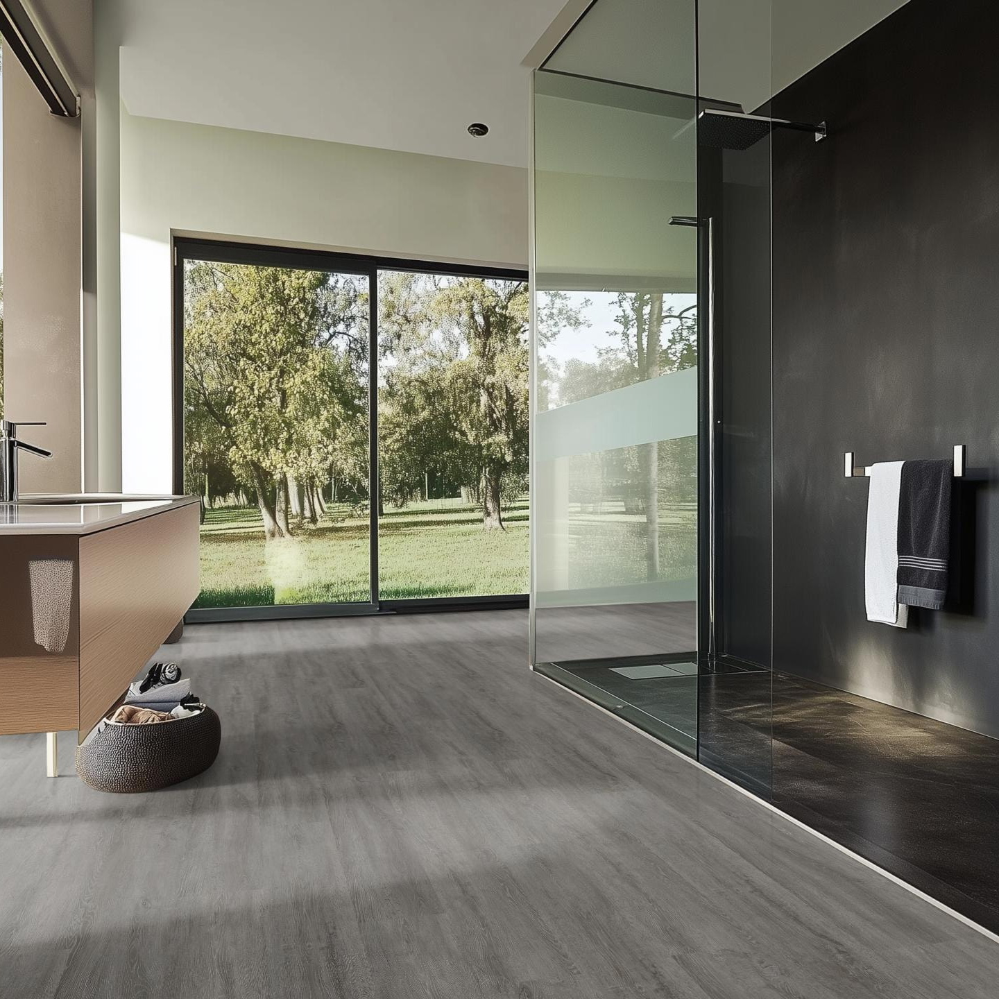 Milieubild Modernes Badezimmer mit bodentiefer Dusche - nexflor NXF-20030-005