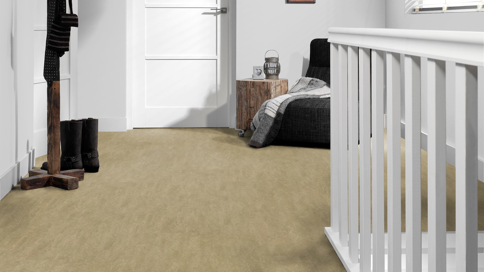 Milieubild Flur mit Treppenlauf - Forbo Flooring Marmoleum Modular Neutral Oat Milieubild Flur mit Treppenlauf - Forbo Flooring 255344