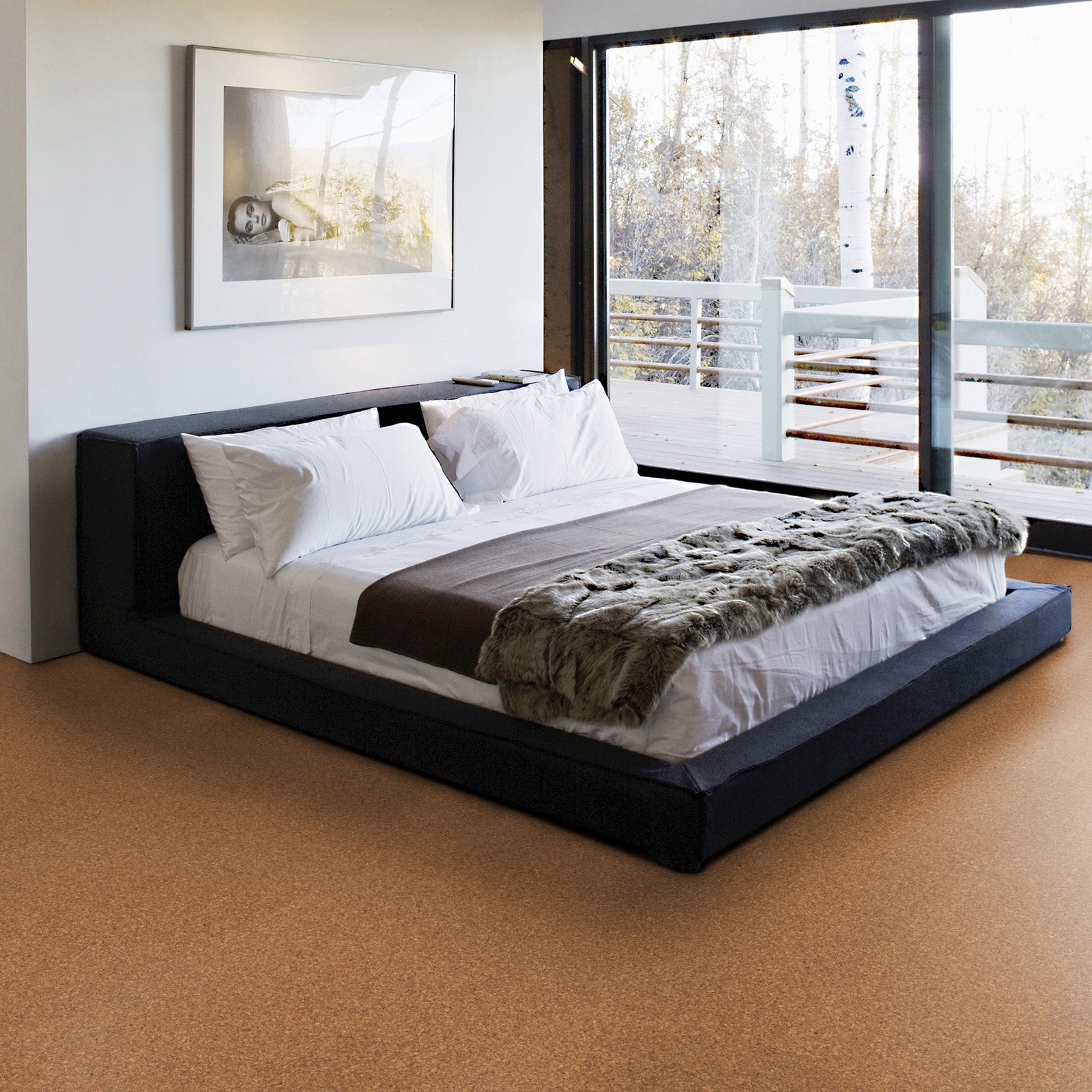 Milieubild Schlafzimmer mit Balkon - Wicanders HDF Klick-Korkboden cork Essence Originals Natural Milieubild Schlafzimmer mit Balkon - Wicanders 80002234