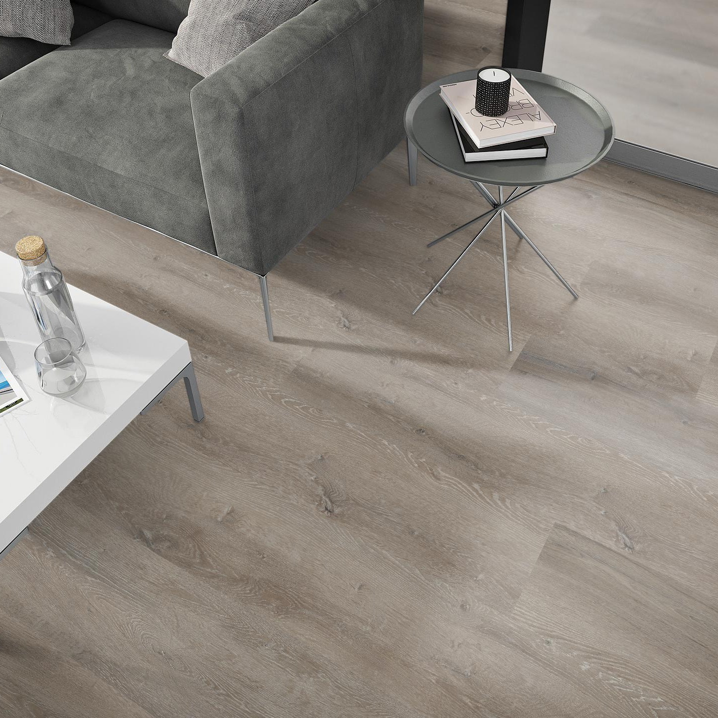 Milieubild Wohnzimmer - Sofa mit Beistelltisch und Glastür - nexflor NXF-20030-003