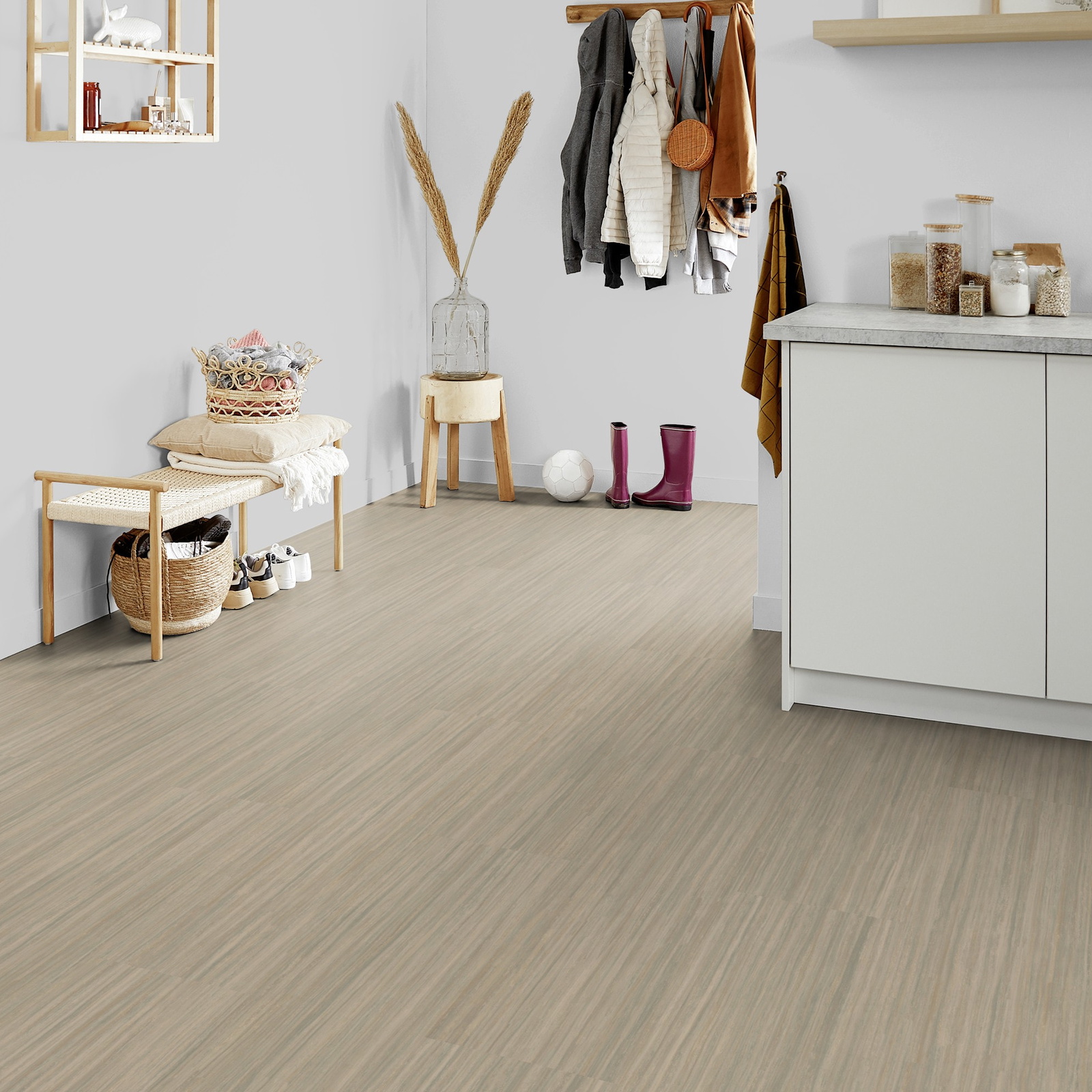 Milieubild Kompakte Küchenzeile im offenen Wohnbereich - Forbo Flooring 253741