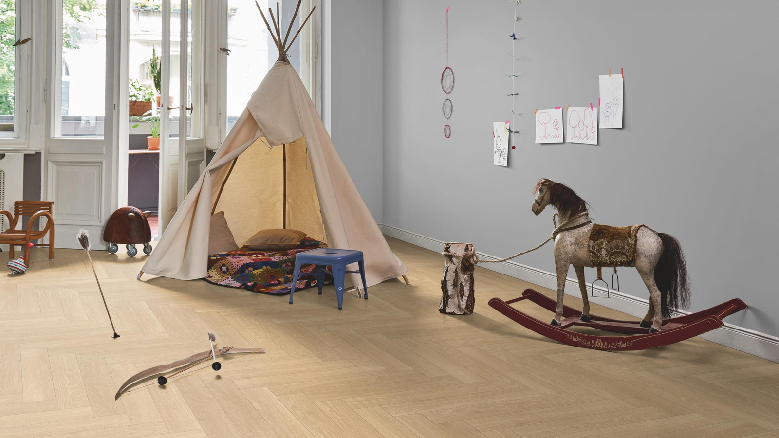 Milieubild Kinderzimmer in Stadtwohnung - Parador Laminat Trendtime 3 Eiche Studioline natur Milieubild Kinderzimmer in Stadtwohnung - Parador 1747866