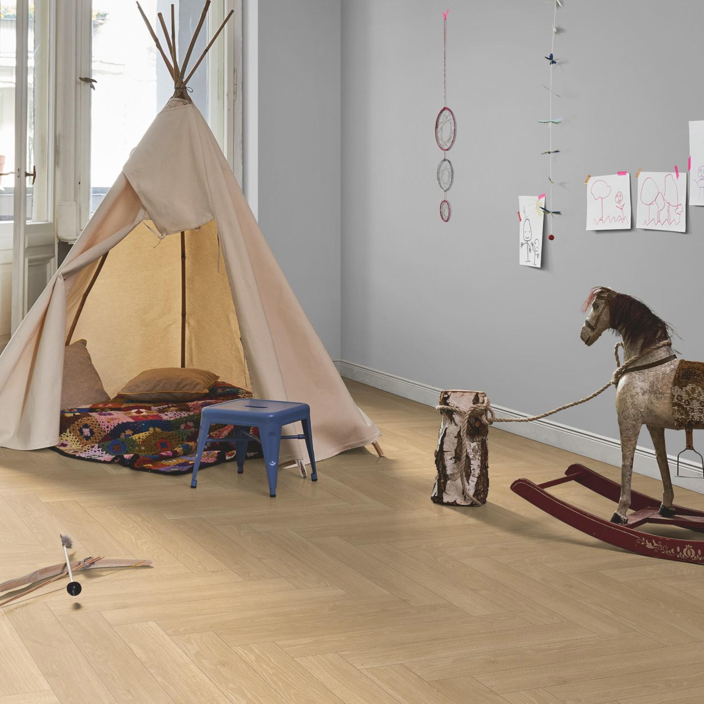 Milieubild Kinderzimmer in Stadtwohnung - Parador Laminat Trendtime 3 Eiche Studioline natur Milieubild Kinderzimmer in Stadtwohnung - Parador 1747866
