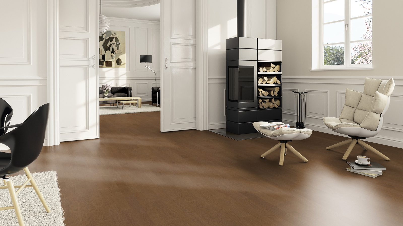 Milieubild Wohnzimmer im Landhaus-Stil mit Kamin - ter Hürne Parkett Tailored Collection Eiche Toscana Milieubild Wohnzimmer im Landhaus-Stil mit Kamin - ter Hürne 1101312493