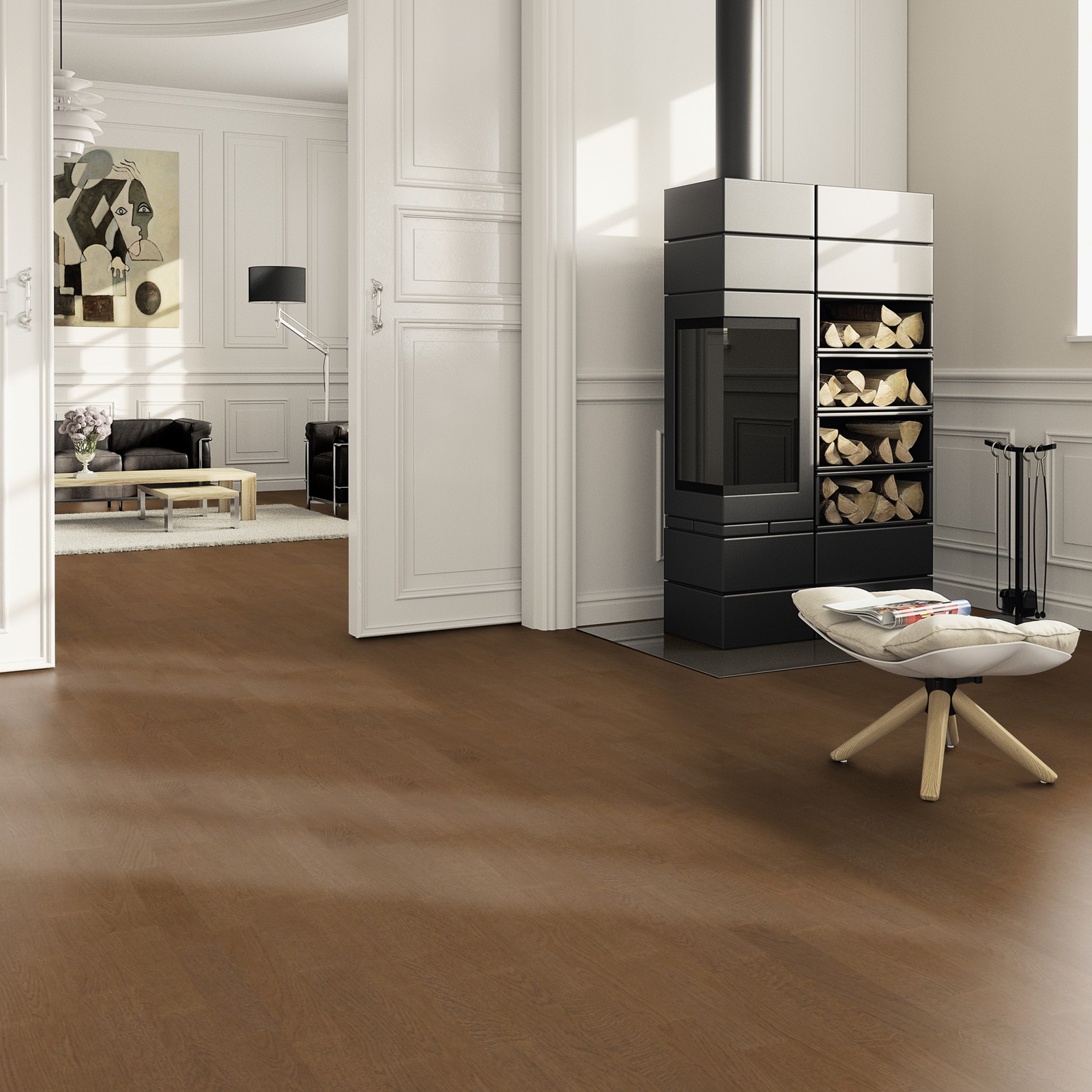 Milieubild Wohnzimmer im Landhaus-Stil mit Kamin - ter Hürne Parkett Tailored Collection Eiche Toscana Milieubild Wohnzimmer im Landhaus-Stil mit Kamin - ter Hürne 1101312493